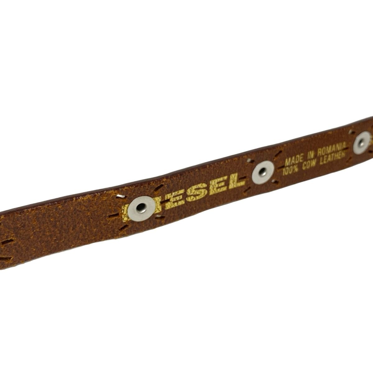未使用タグ付　DIESEL レザー　コルセットベルト　ペイズリー　80/32 DIESEL(ディーゼル) ベルト 80/32 - ダークブラウン×シルバー