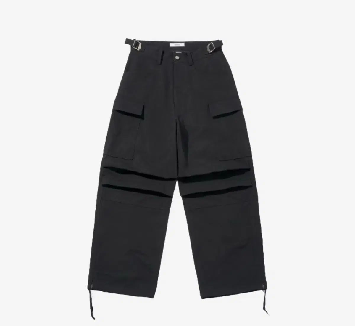 3 Nonnod サイド ジッパー カーゴ パンツ 黒