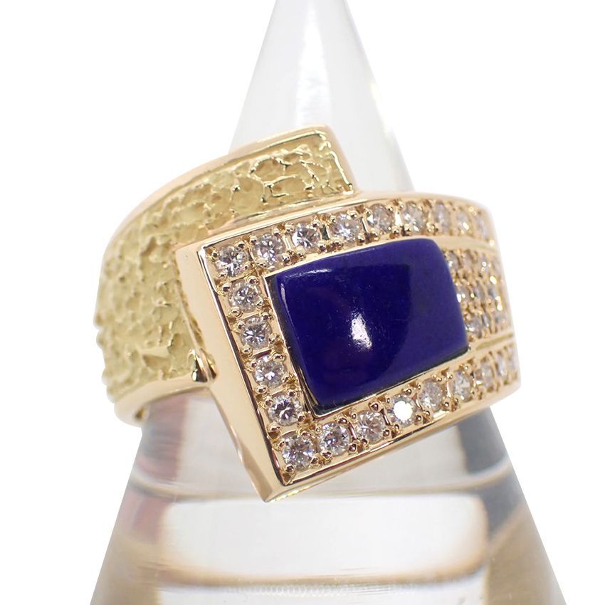 池田 啓子 K18 ラピスラズリダイヤモンド リング 15.5号[g112-78  