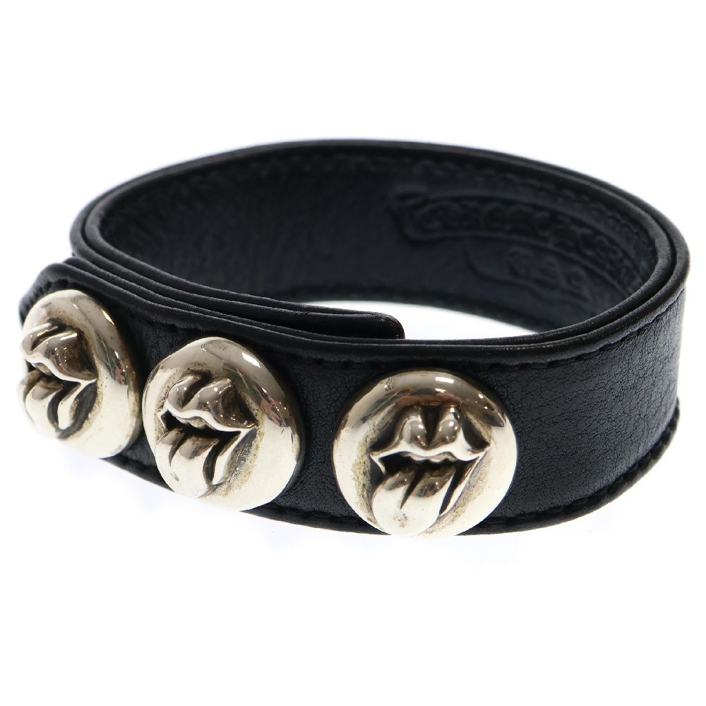 CHROME HEARTS (クロムハーツ) 3BTN 2SNP R&T リップアンドタン 3ボタン2スナップ レザーブレスレット ブラック/シルバー  - メルカリ