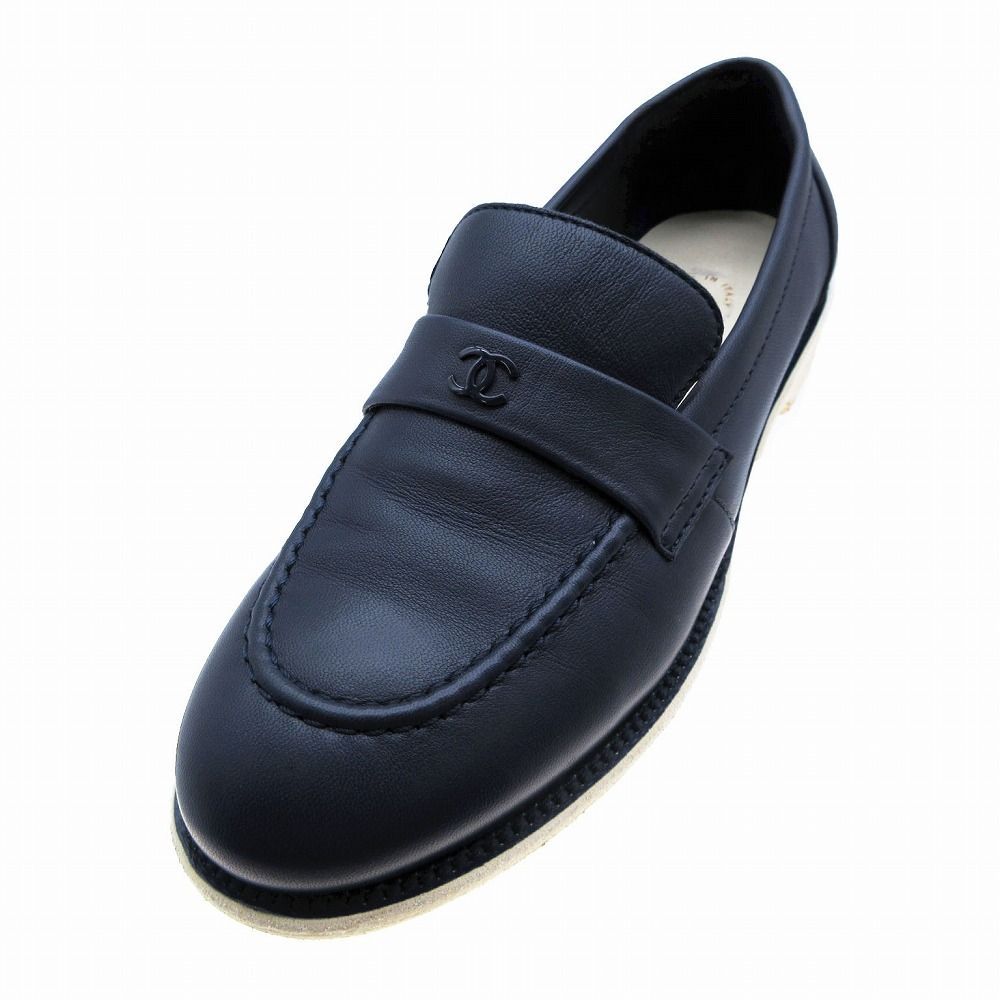 CHANEL ココマーク ローファー CHANEL ココマーク ローファー 39 1/2 C G45474 ブラック レザー
