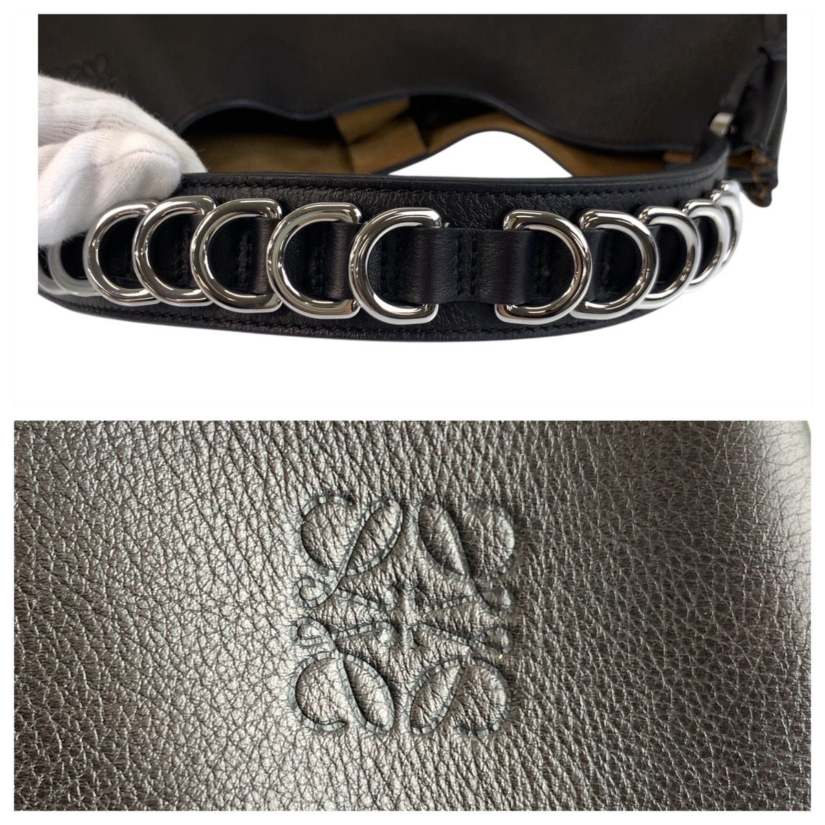 美品 LOEWE ロエベ アナグラム フォーチュン ホーボー ブラック