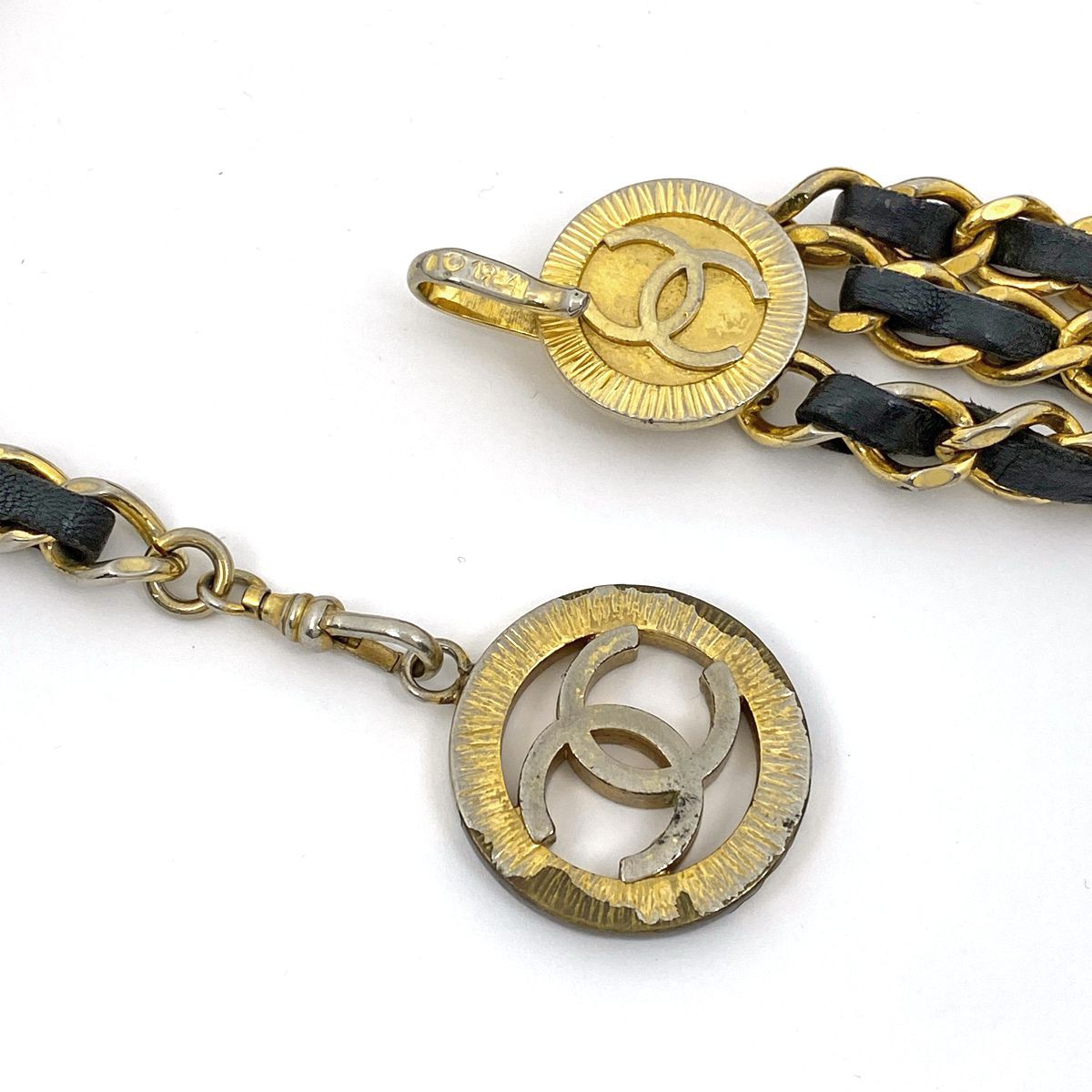 シャネル CHANEL ココマーク チェーン ベルト 3連 ベルト GP レザー