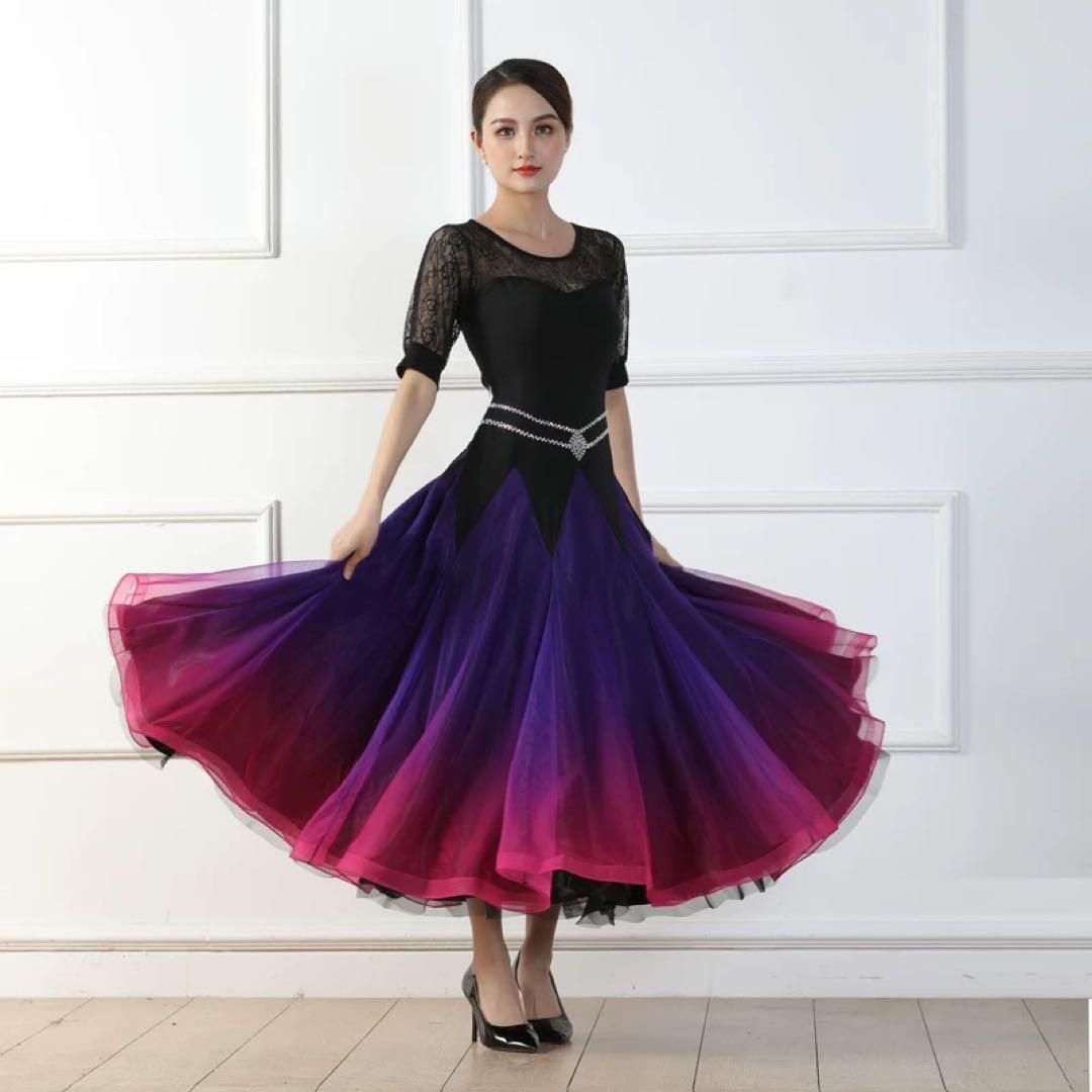 ♥ スタンダード練習着 グラデーションがおしゃれ ストーン付きワンピース