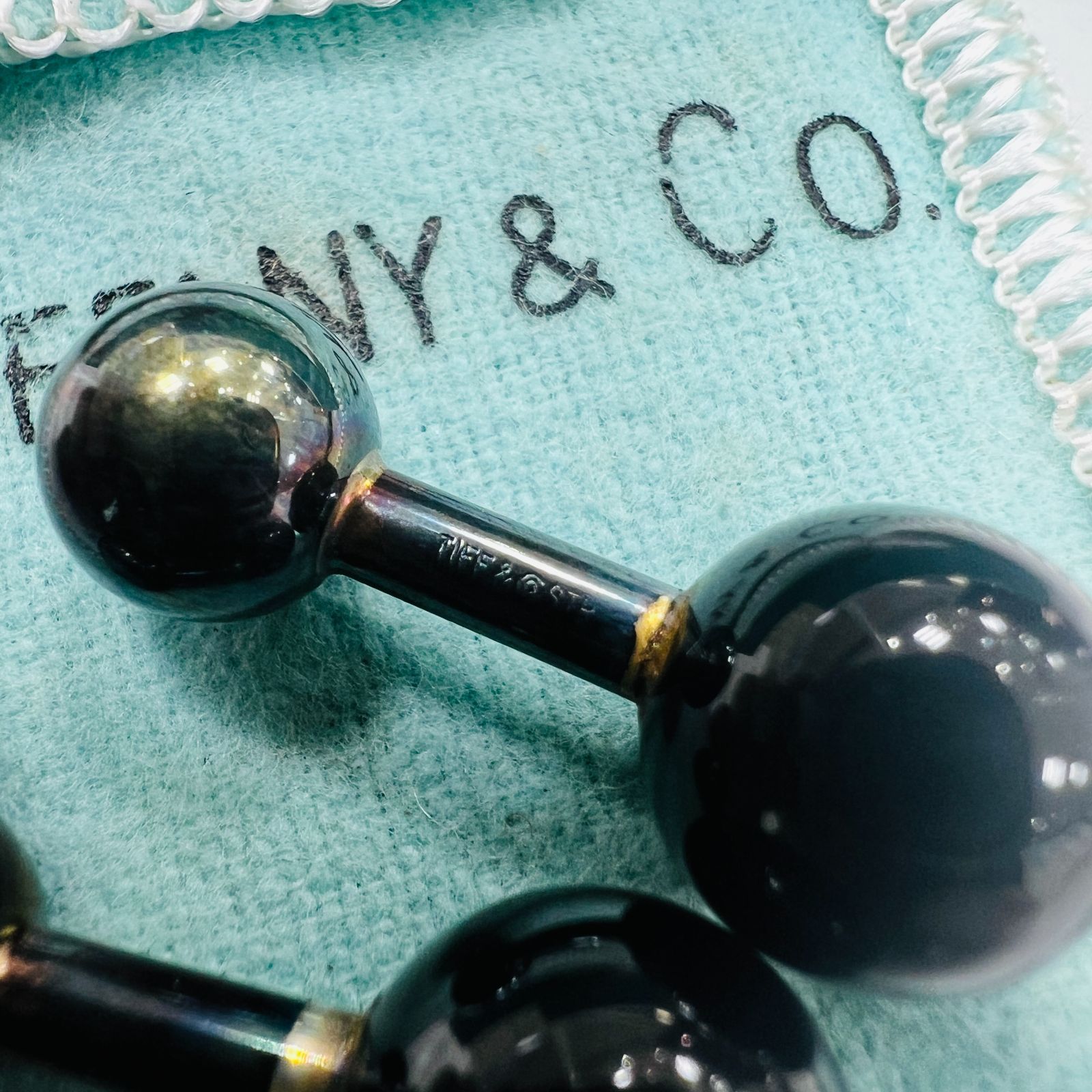 A【ヴィンテージ】ティファニー カフスリンクス ダンベル オールド