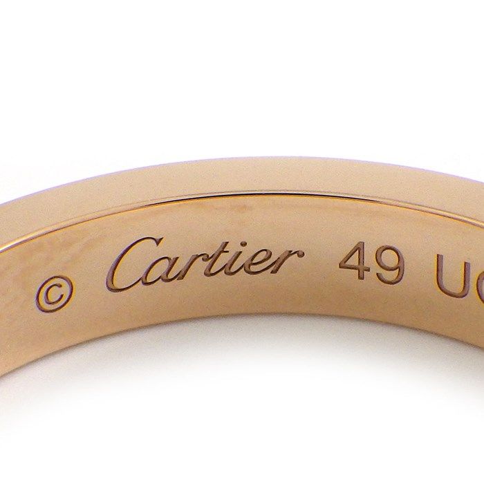 カルティエ Cartier リング C ドゥ カルティエ ウェディング バンド 3mm B4087249 フラット エングレーブド ロゴ　K18PG 9号 / #49 【箱・保付き】 【中古】