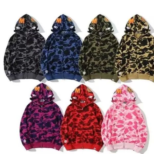 新品A BATHING APE アベイシングエイプ 長袖 トップス Sharkシャークパーカー 男女兼用 7色から撰択