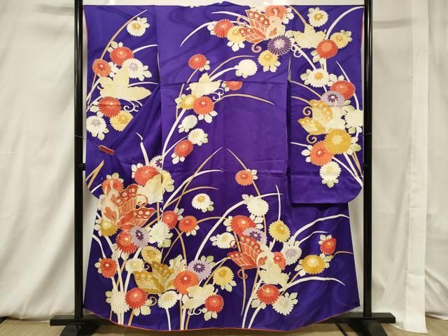 k-5215 金駒刺繍 金彩 金箔 蝶々 花柄 華やかな振袖 正絹 平和屋着物□豪華振袖 駒刺繍 花蝶文 金彩 正絹 逸品 CAAV4178in