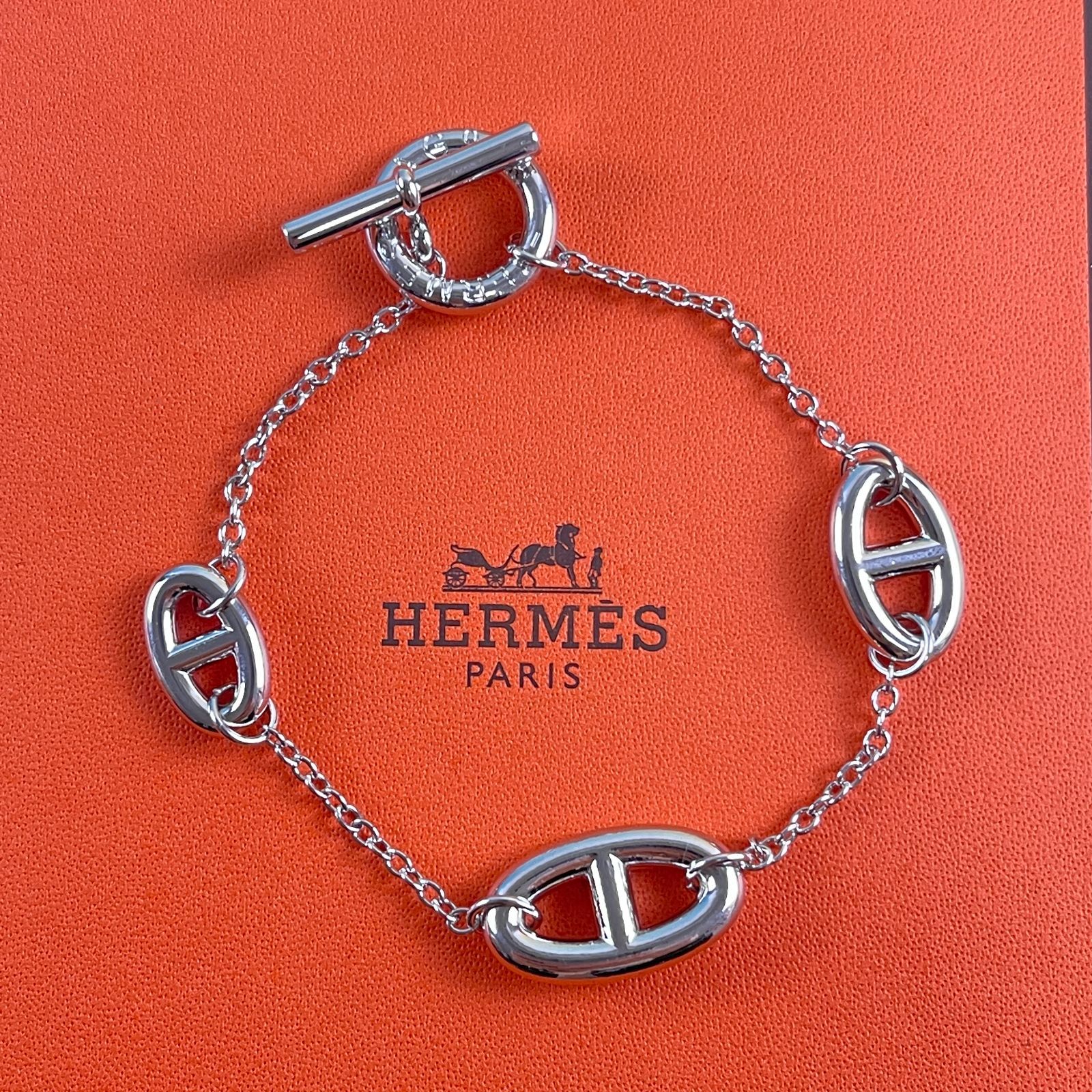 HERMES エルメス シェーヌダンクル TGM ブレスレット バングル シルバー