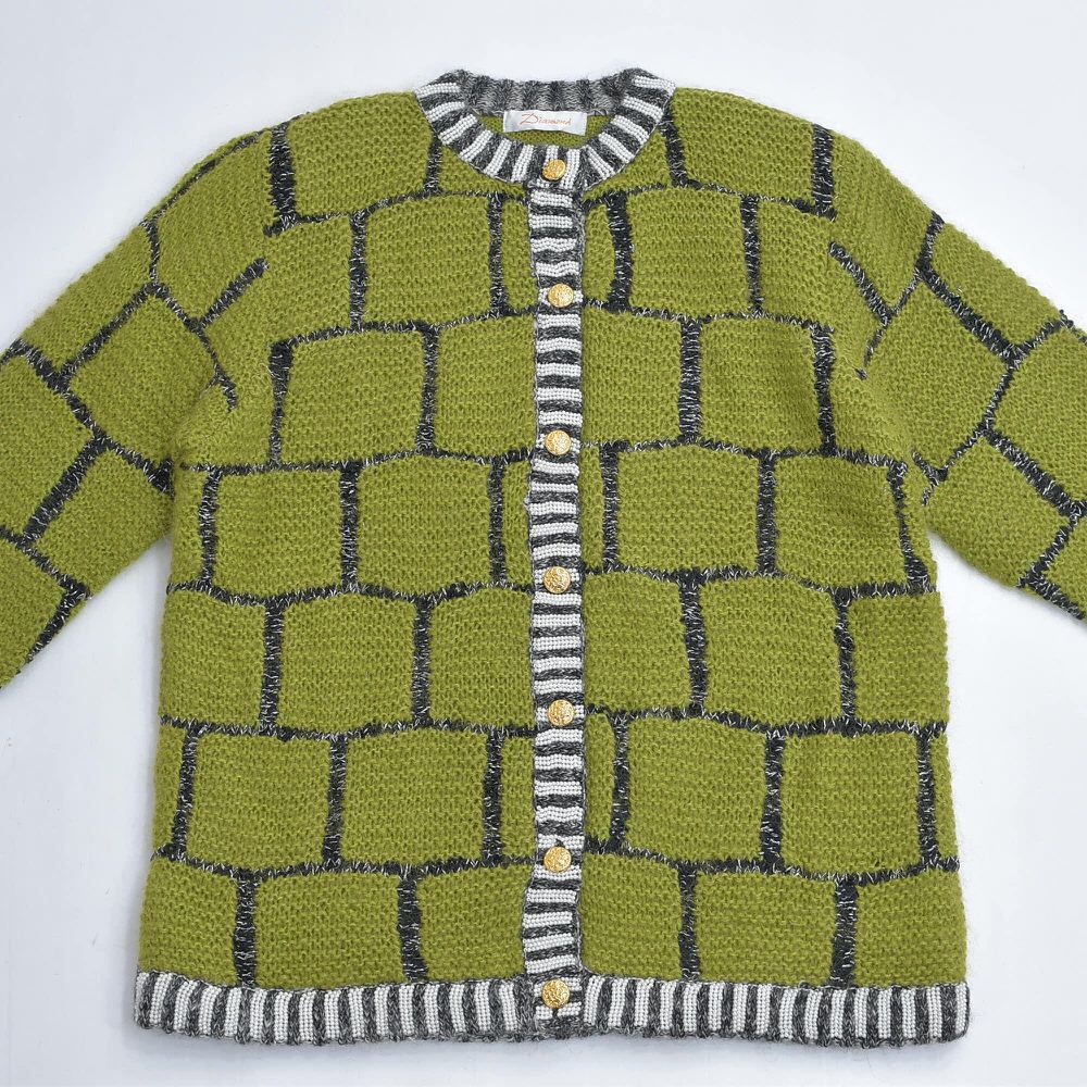 90〜00s Diamond ビーズデコレーション デザイン 総柄 モヘアニット  