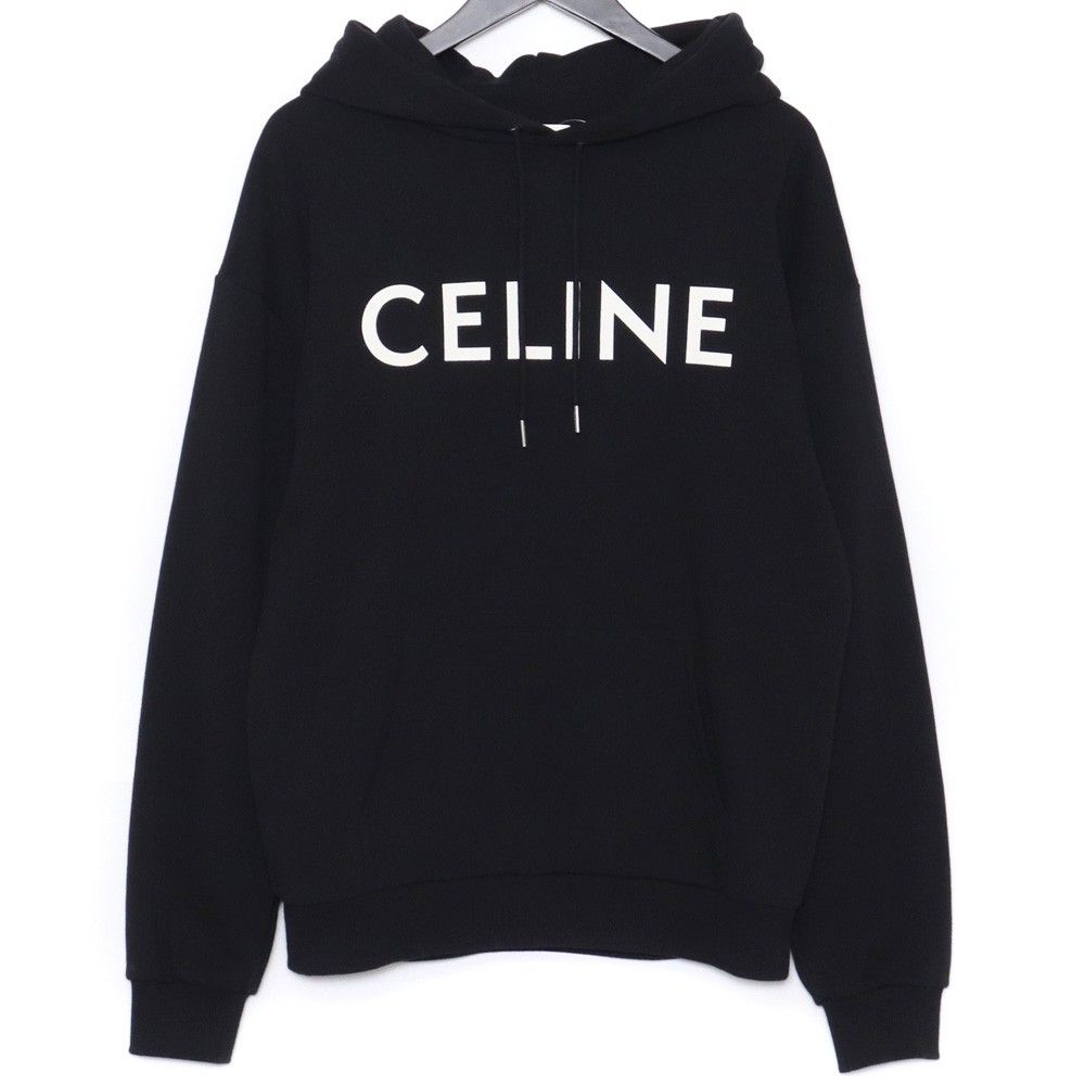 【定番名作】セリーヌ クラシックロゴ パーカー ルーズフーディー ブラック XL 美品☆名作 セリーヌ クラシックロゴ パーカー ルーズフーディー