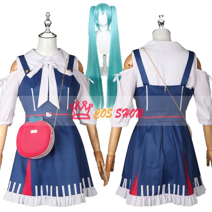 初音ミク サンリオ連動 コスプレ衣装 ウィッグ追加 髪飾り付き cosplay仮装 制服 イベント クリスマス ハロウィン ステージ 文化祭 学