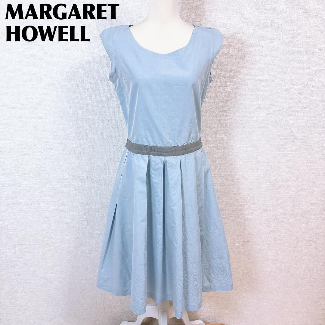 マーガレット ハウエル ノースリーブワンピース プリーツスカート 10 無地