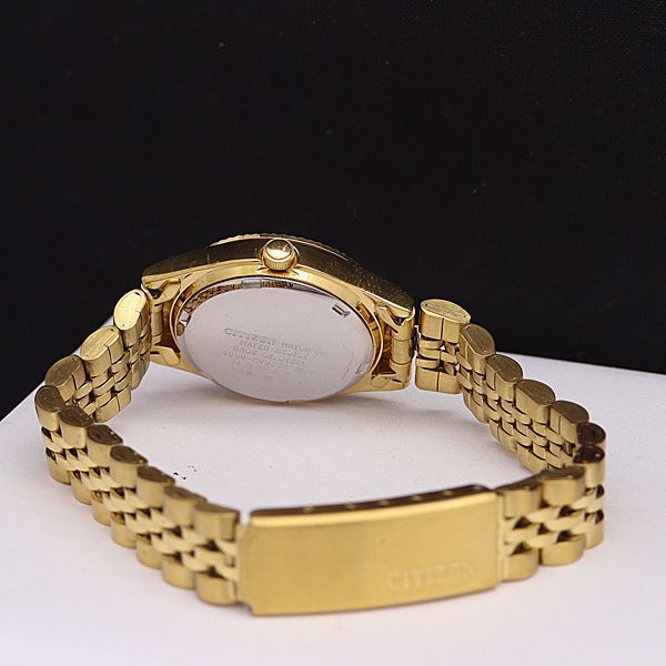 シチズン QZ 6000-K09354 ゴールド文字盤 デイデイト レディース腕時計 
