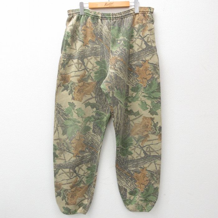 W37/古着 ジャージーズ スウェット パンツ メンズ 90s リアルツリー 木 葉 茶系 ブラウン 迷彩 24jul12 中古 ボトムス ロング