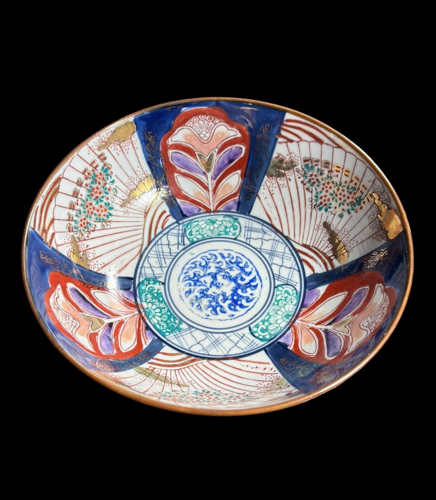 古伊万里 金彩 大鉢 [草花文雲図] 色絵 鉢 丸皿 取り皿 飾り皿