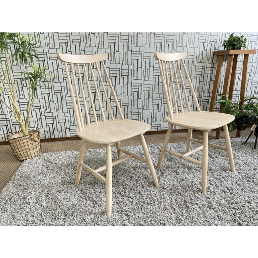 アウトレット ダイニングチェア 2脚セット ハンク ホワイトウォッシュ