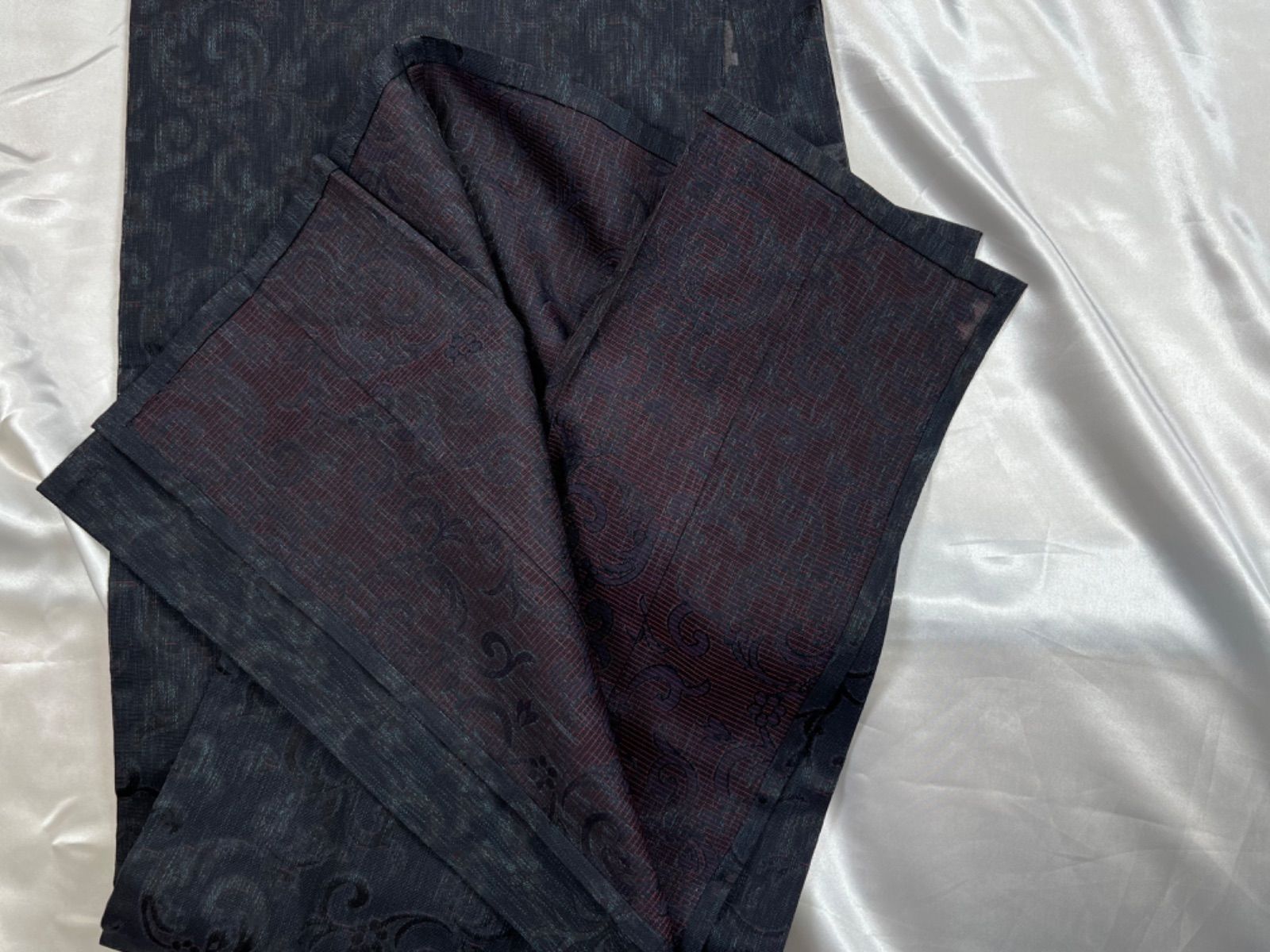 夏美品紋紗黒身丈156cm裄丈65cm正絹単衣(未使用) - 着物