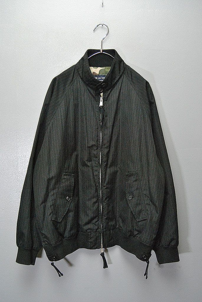 COMME des GARCONS HOMME エステルラミー ストライプ ドリズラージャケット コムデギャルソン オム 23SS キュプラ ブラック M