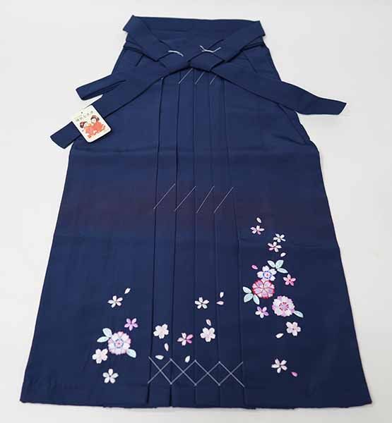 袴 刺繍 行灯袴 単品 女児 ヘラあり 10～13才用 紺色 袴丈80cm 陽気な天使 女の子 卒業式 NO41614