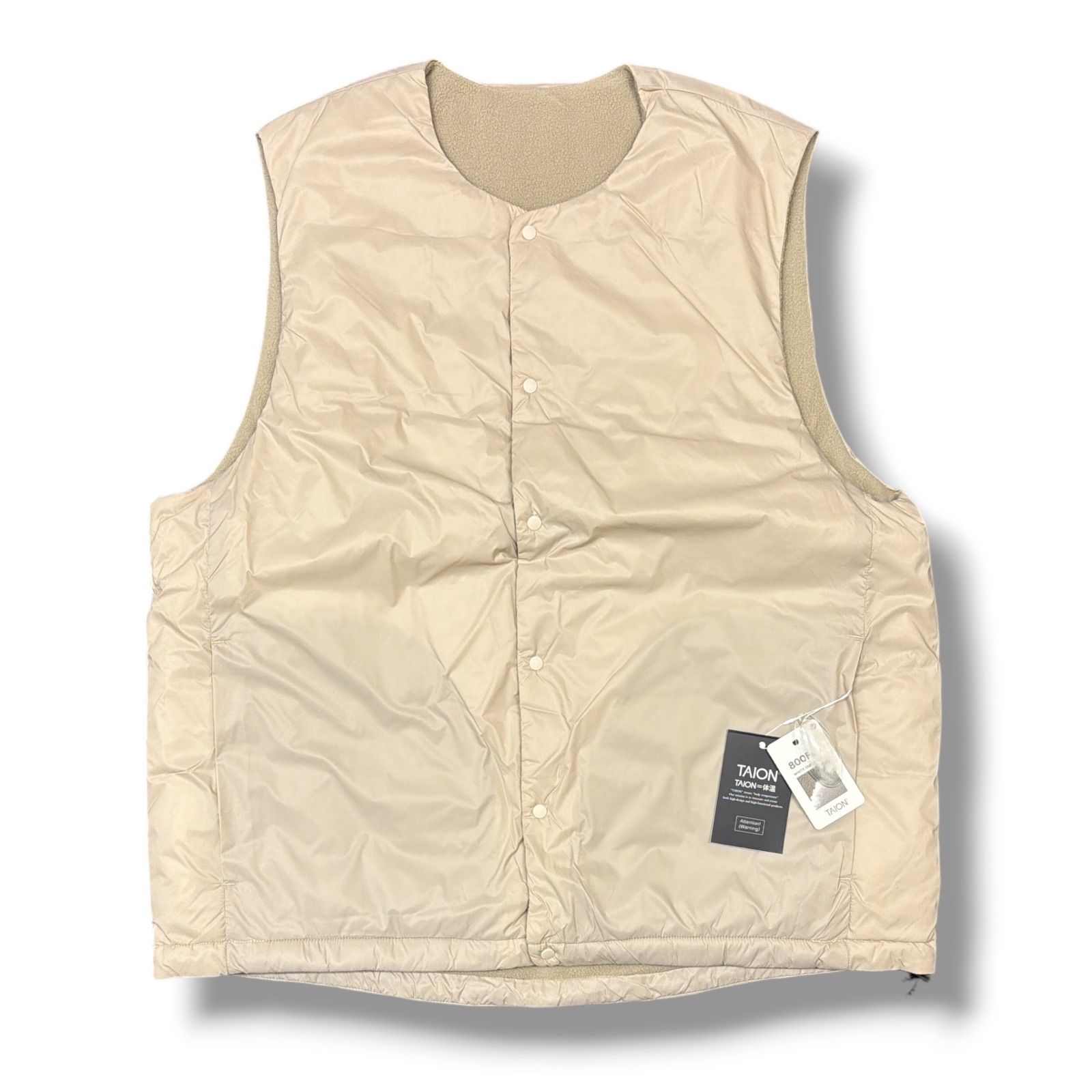参考上代33000円 ♥品 EVCON 24AW × TAION DOWN REVERSIBLE VEST ダウンリバーシブルベスト エビコン タイオン コラボ 243-91403 ベージュ 3 99471A5