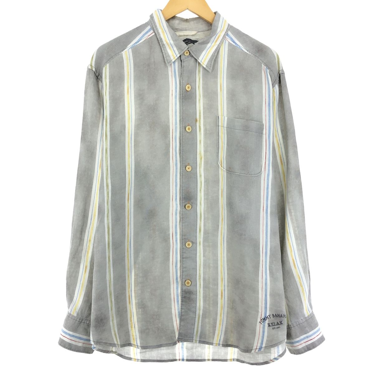 古着 Tommy Bahama 長袖 リネンシャツ メンズL/eaa442128