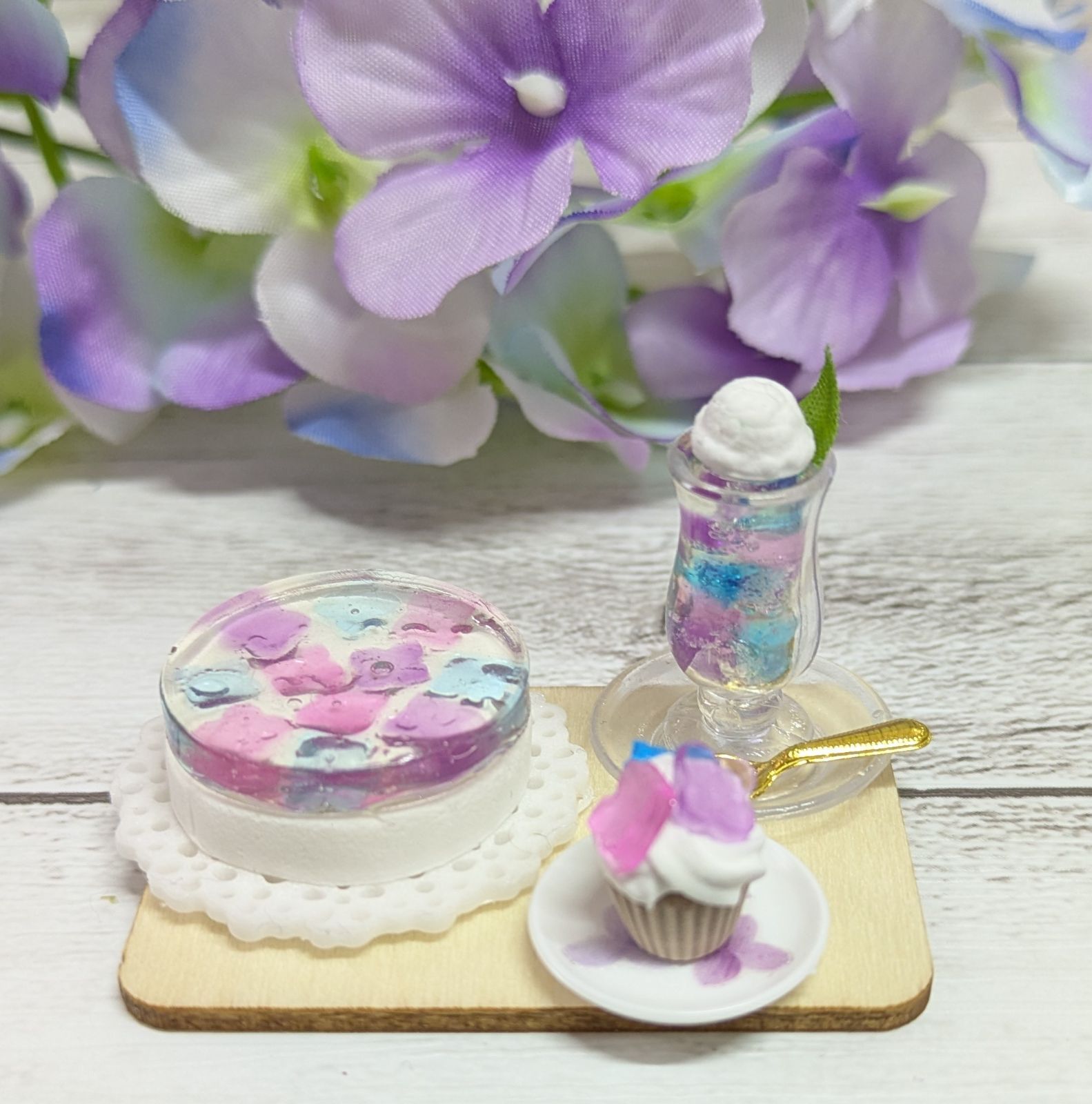 ミニチュア 紫陽花スイーツセット - メルカリ