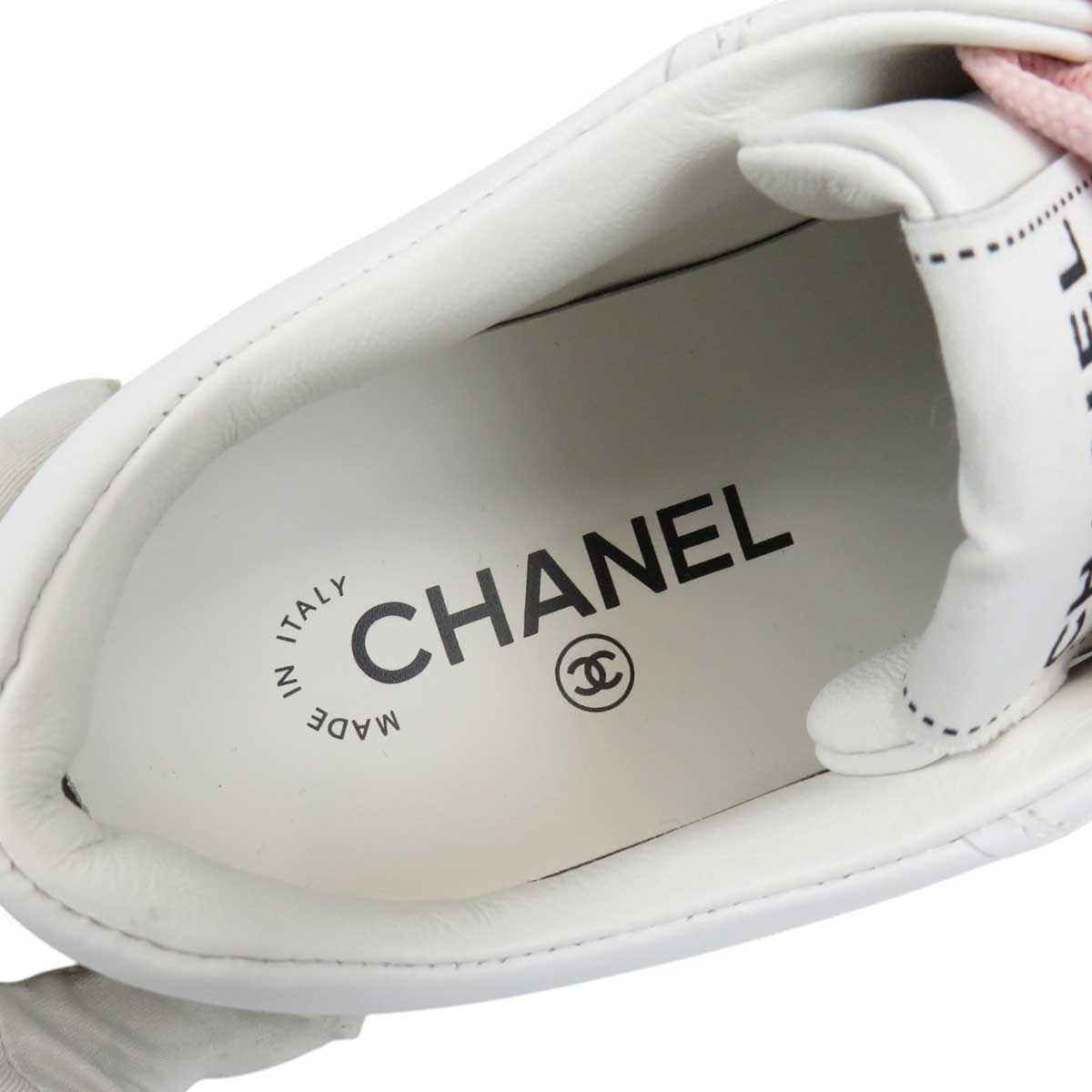 シャネル ココマーク レースアップ レザー スニーカー G39978 レザー レディース ホワイト ピンク CHANEL アパレル 小物 KIN-KAAI_COM