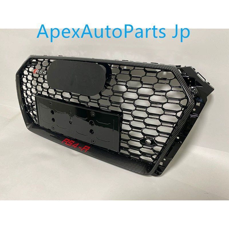 17 18 19年モデル アウディA4 S4 改造用 ハニカムフロントバンパーグリル ラジエーターカバー カーボン調グリル エンブレム付き