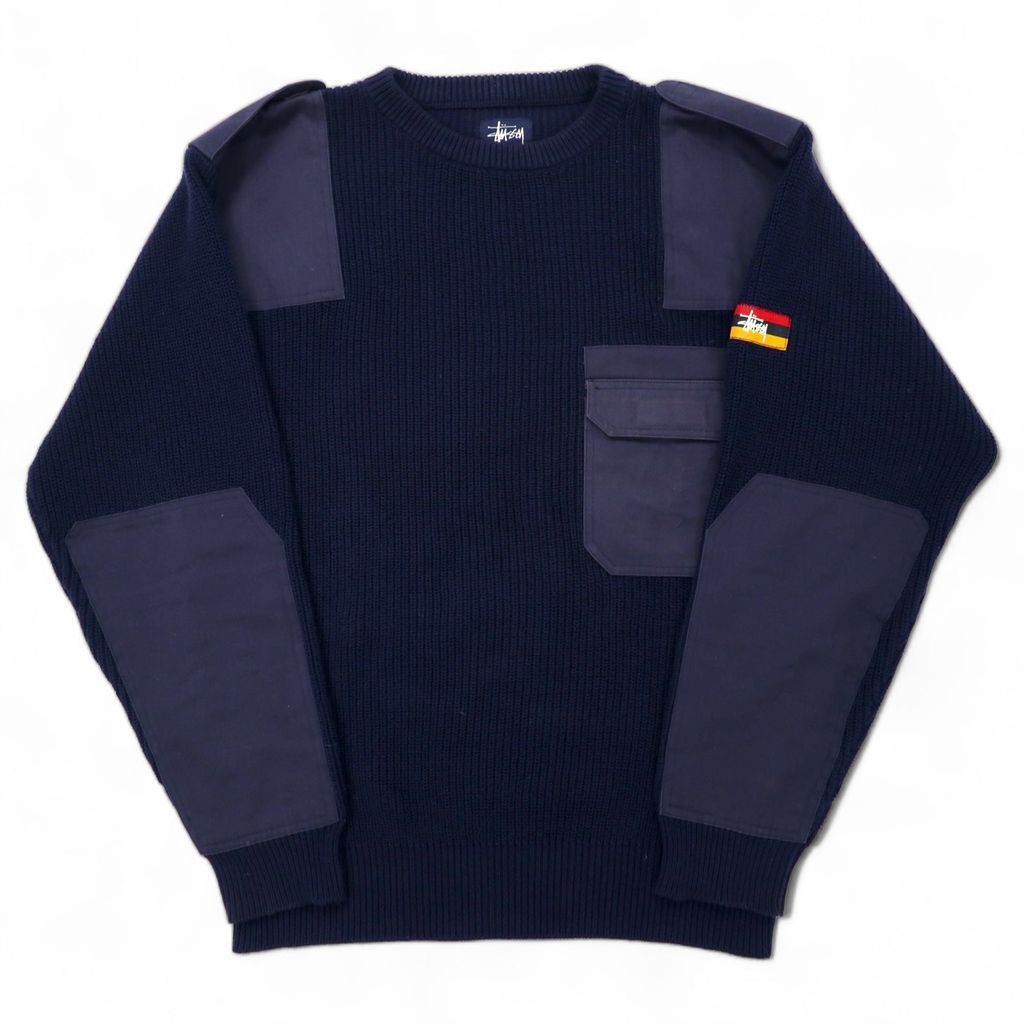 STUSSY 90年代 ミリタリー コマンド ニット セーター L ネイビー stussy 90年代 ミリタリー コマンド ニット セーター L ネイビー