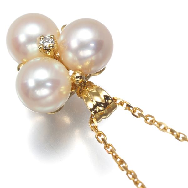 ミキモト ネックレス パール 真珠 6.6mm ダイヤ ダイヤモンド K18YG  