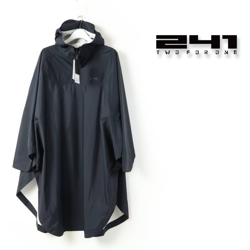 241 トゥーフォーワン エリア241 ポンチョ レインコート TWO FOR ON ナイロン モッズ コート アウトドア タウンユース ブラック Free size 893