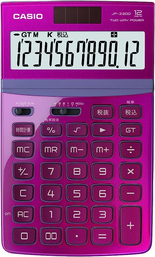 カシオ 電卓 ジャストタイプ 12桁 ピンク JF-Z200PK-N ::60429