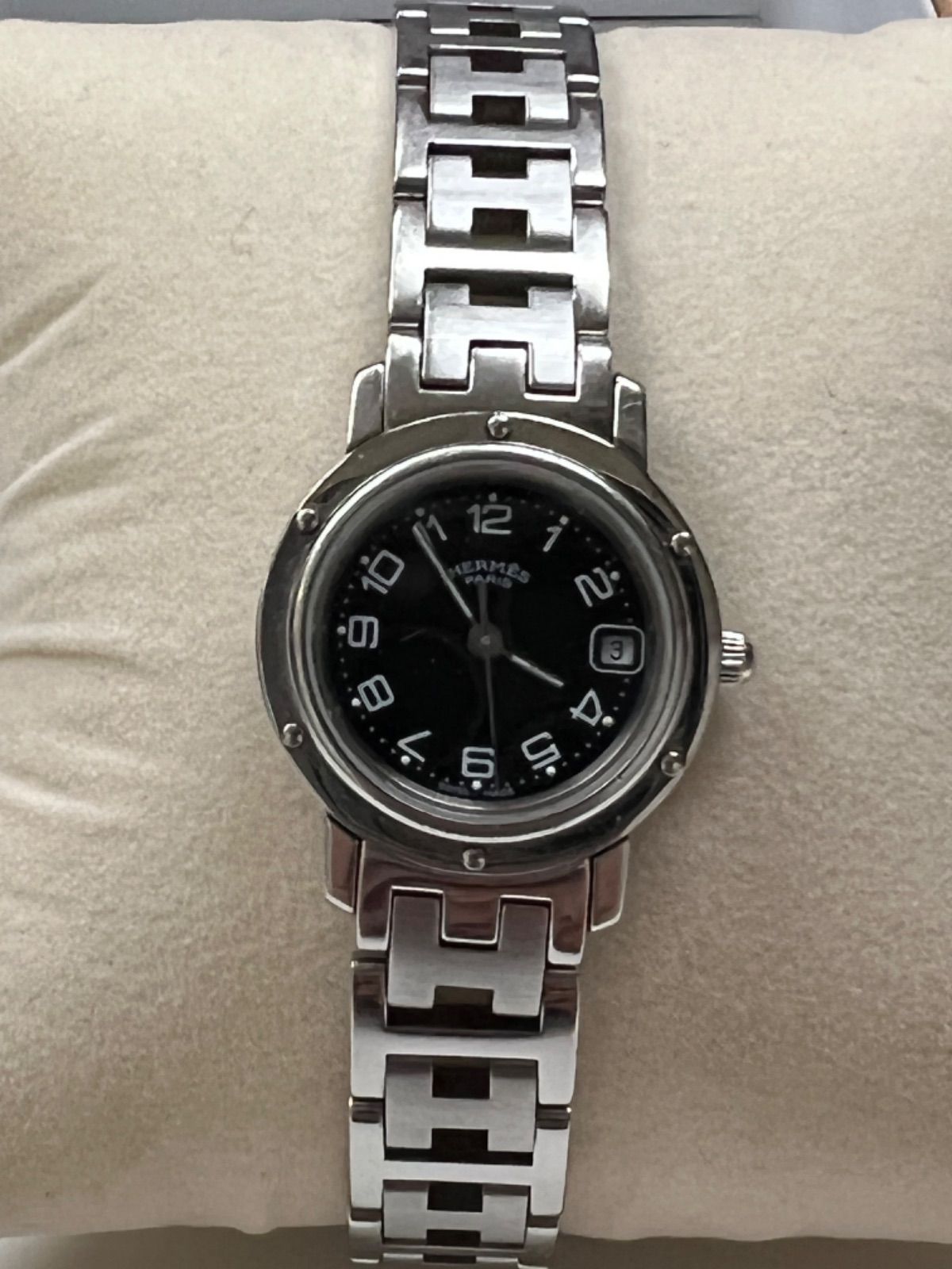 HERMES クリッパー レディース CL4.210 黒文字盤 - メルカリ
