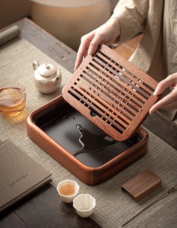 無垢材のシンプルな小さなティートレイ家庭用シンプルなティーテーブル1人用水貯蔵茶海茶セットトレイ乾燥茶トレイ