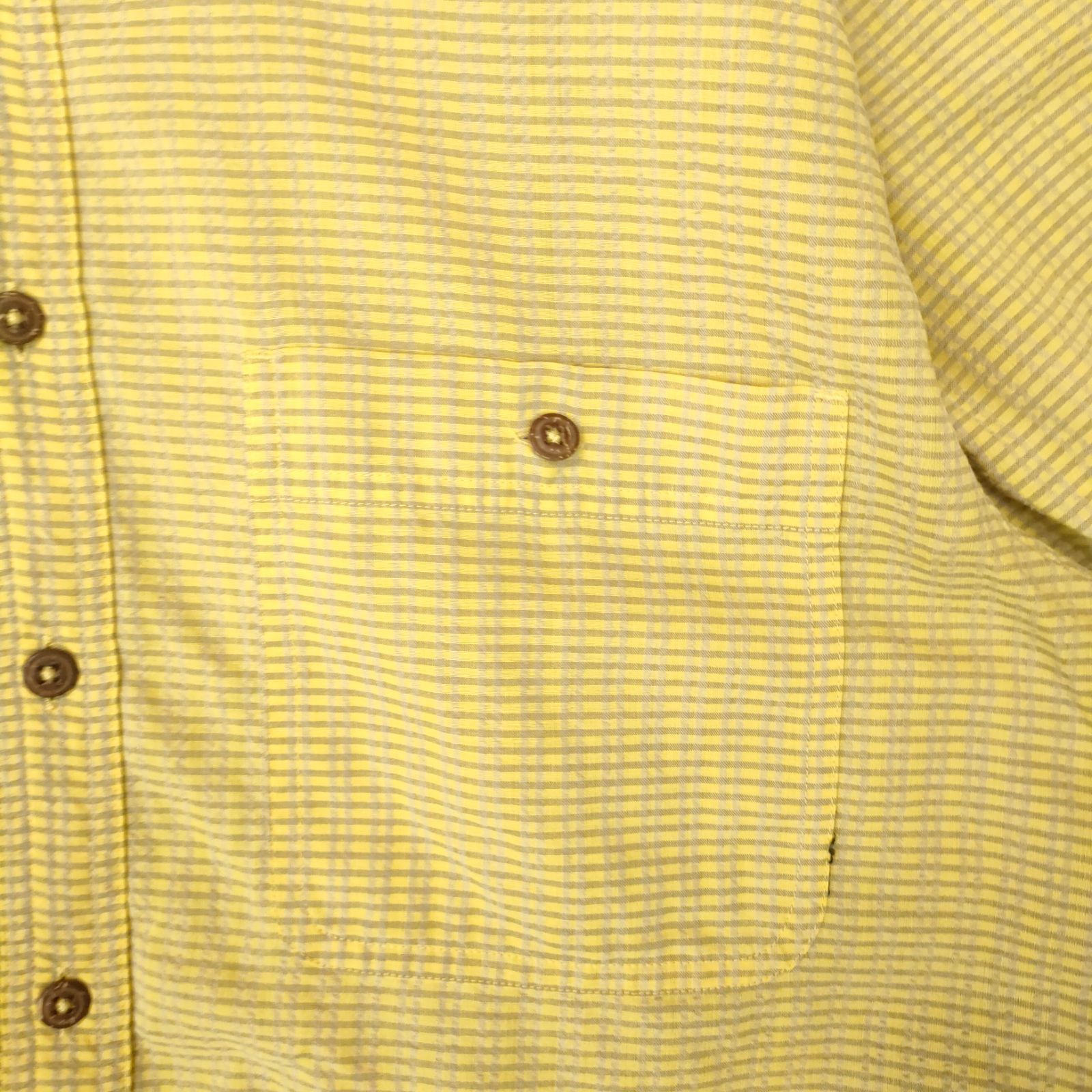 90s patagonia シアサッカー 半袖シャツ Mサイズ イエロー系