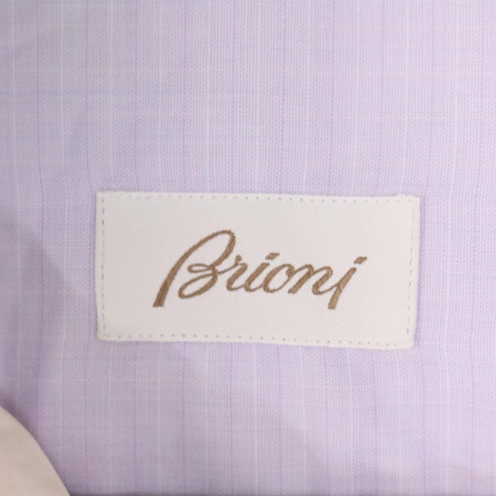 ブリオーニ 長袖 ドレスシャツ 青水チェック 40 Brioni (ブリオーニ) イタリア製 チェック柄 ワイドカラー