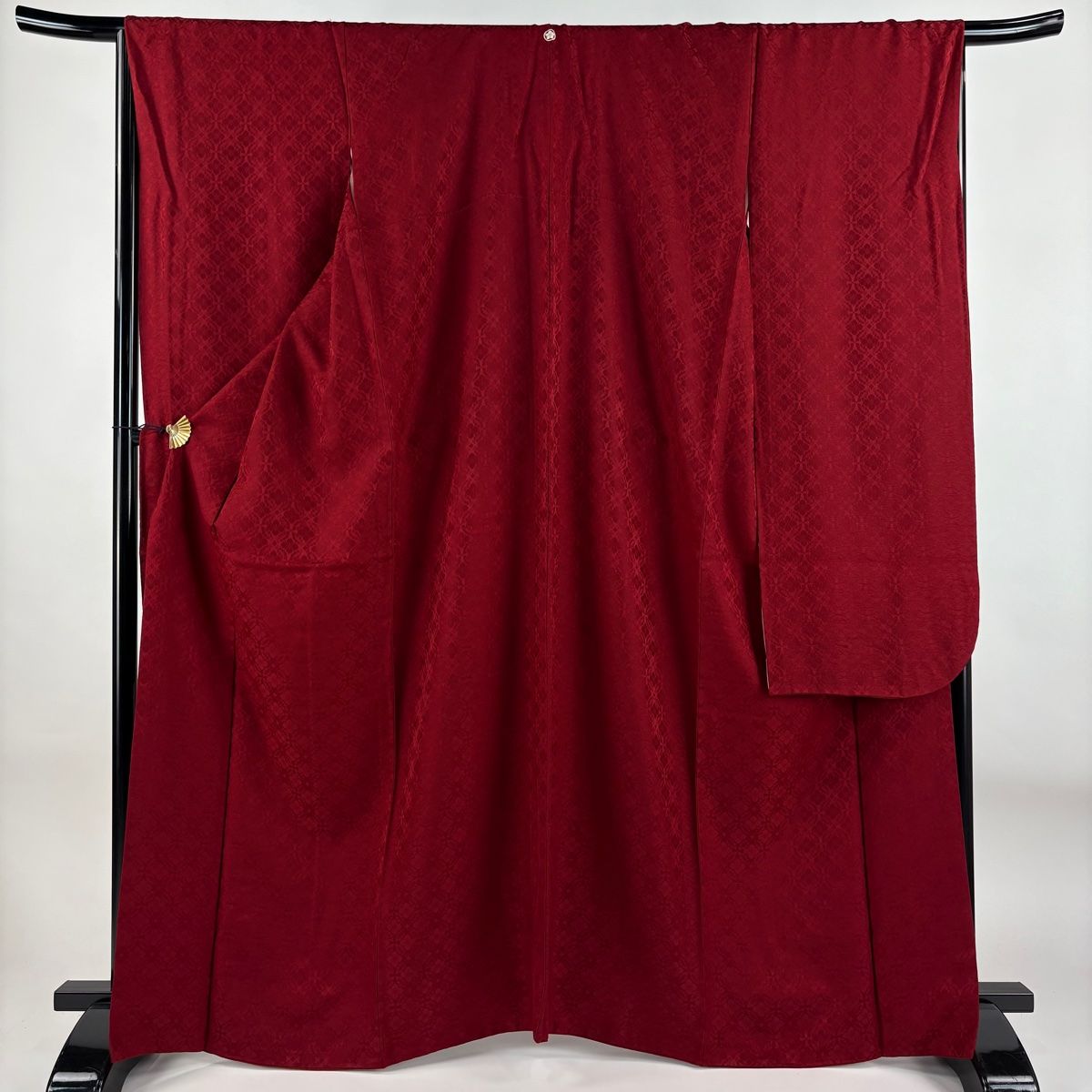 振袖 身丈166cm 裄丈67.5cm L 袷 地紋 えんじ色 正絹 秀品 一つ紋