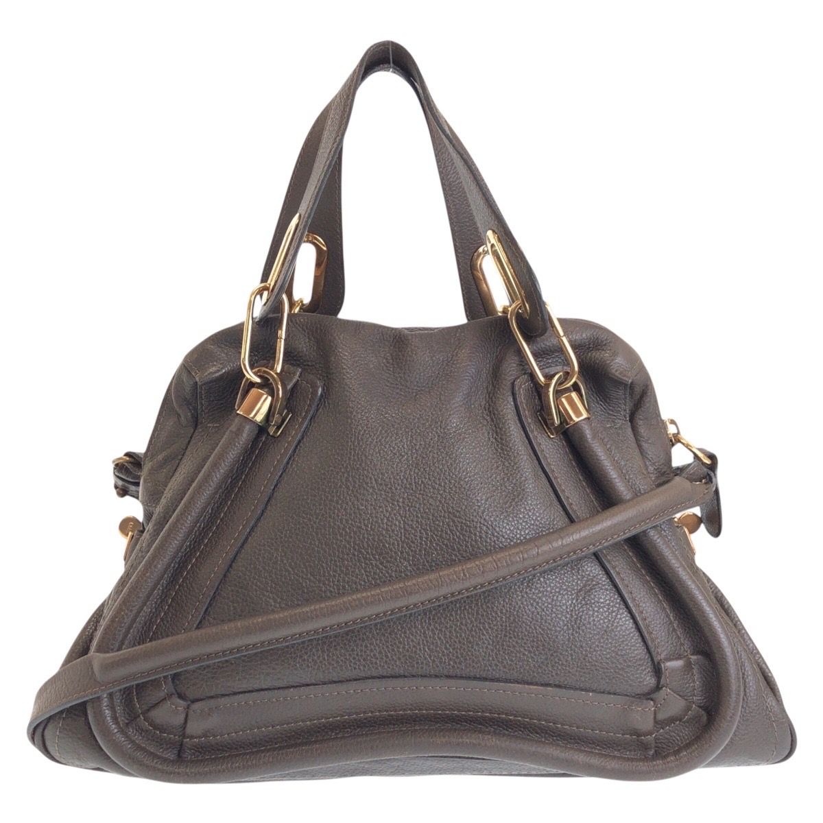 Chloe クロエ パラティ ブラウン ゴールド金具 レザー ハンドバッグ 