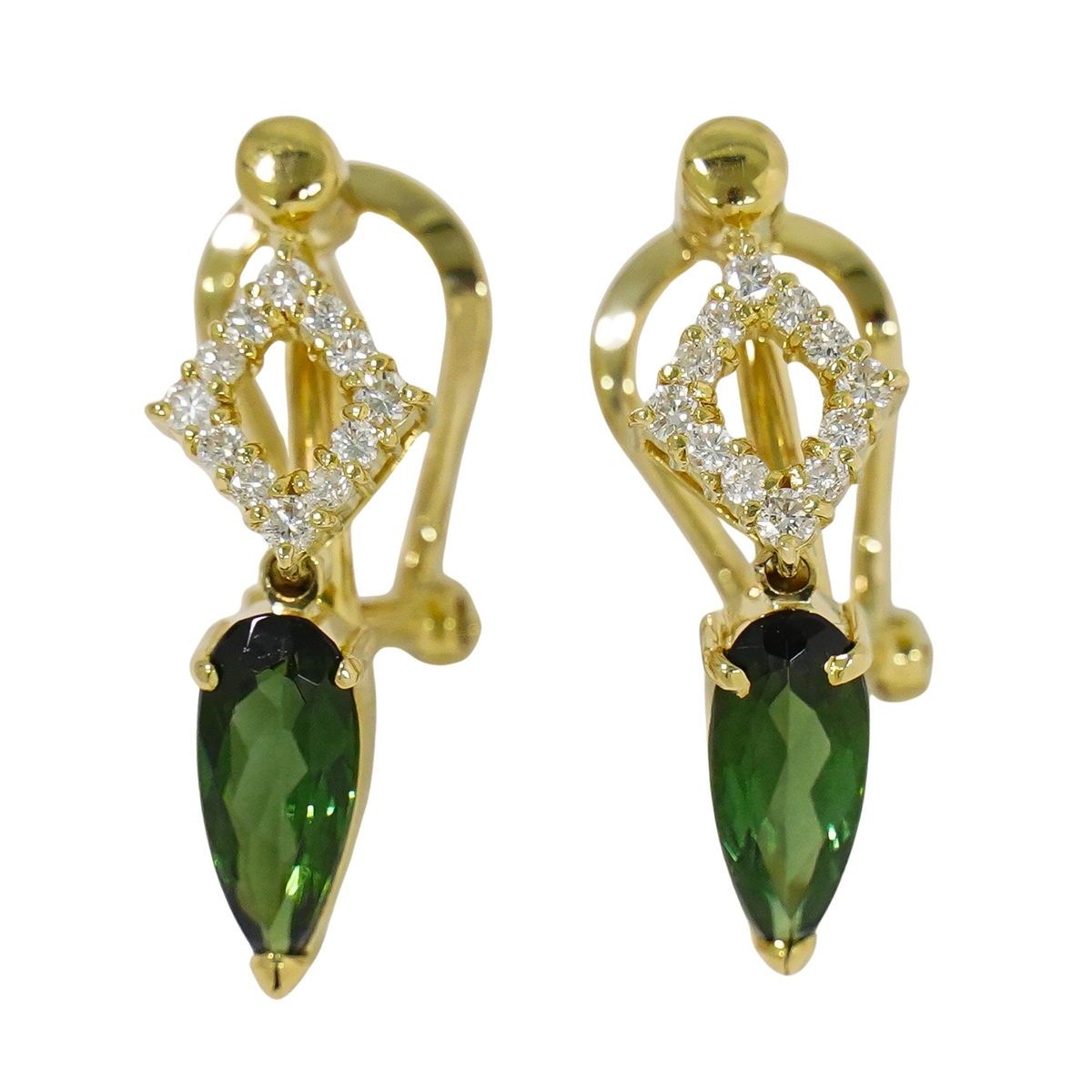 本物 グリーンガーネット 1.02ct 0.97ct ダイヤモンド 0.18ct×2