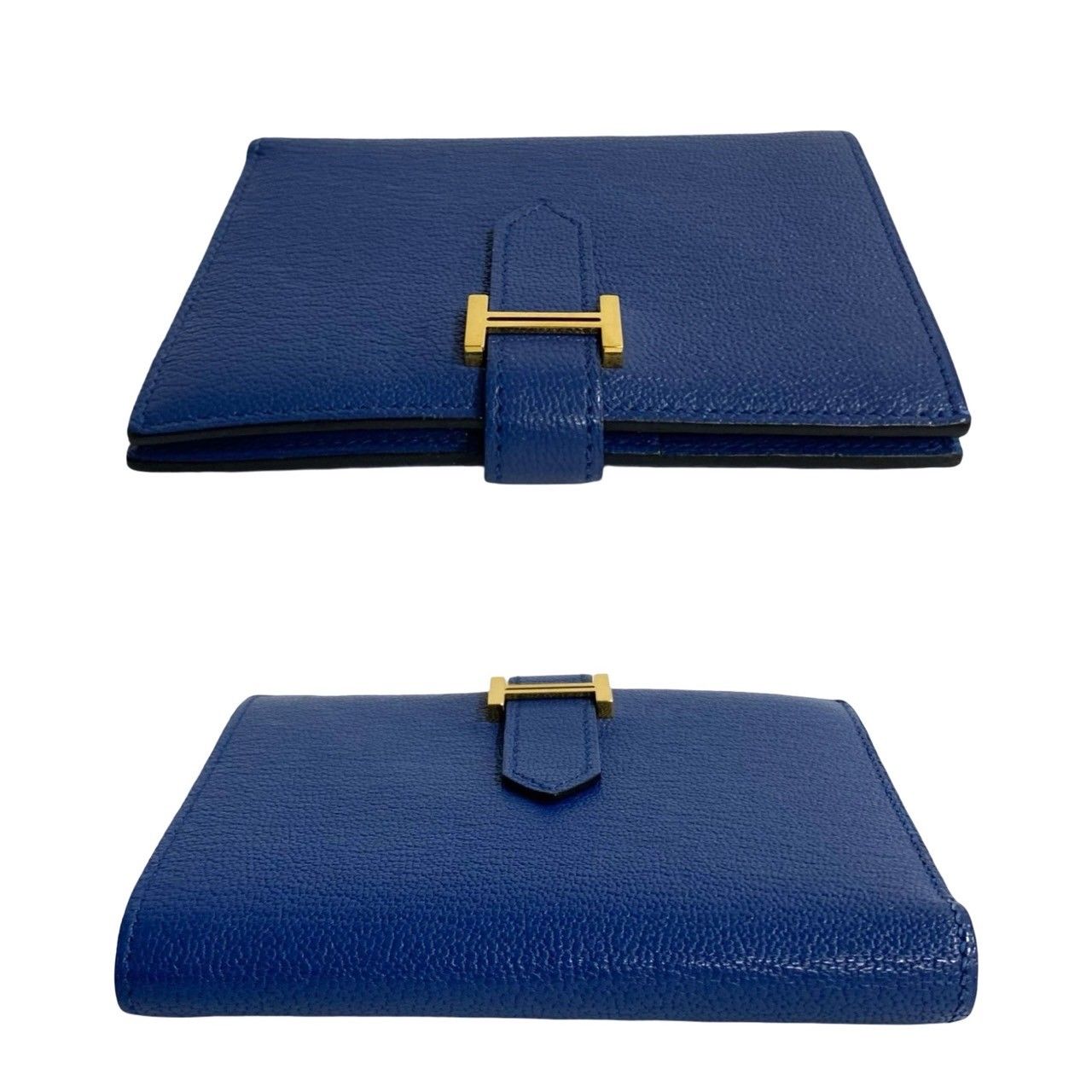 HERMES ベアン コンパクト シェーブル ブルーアトール 財布 A刻印