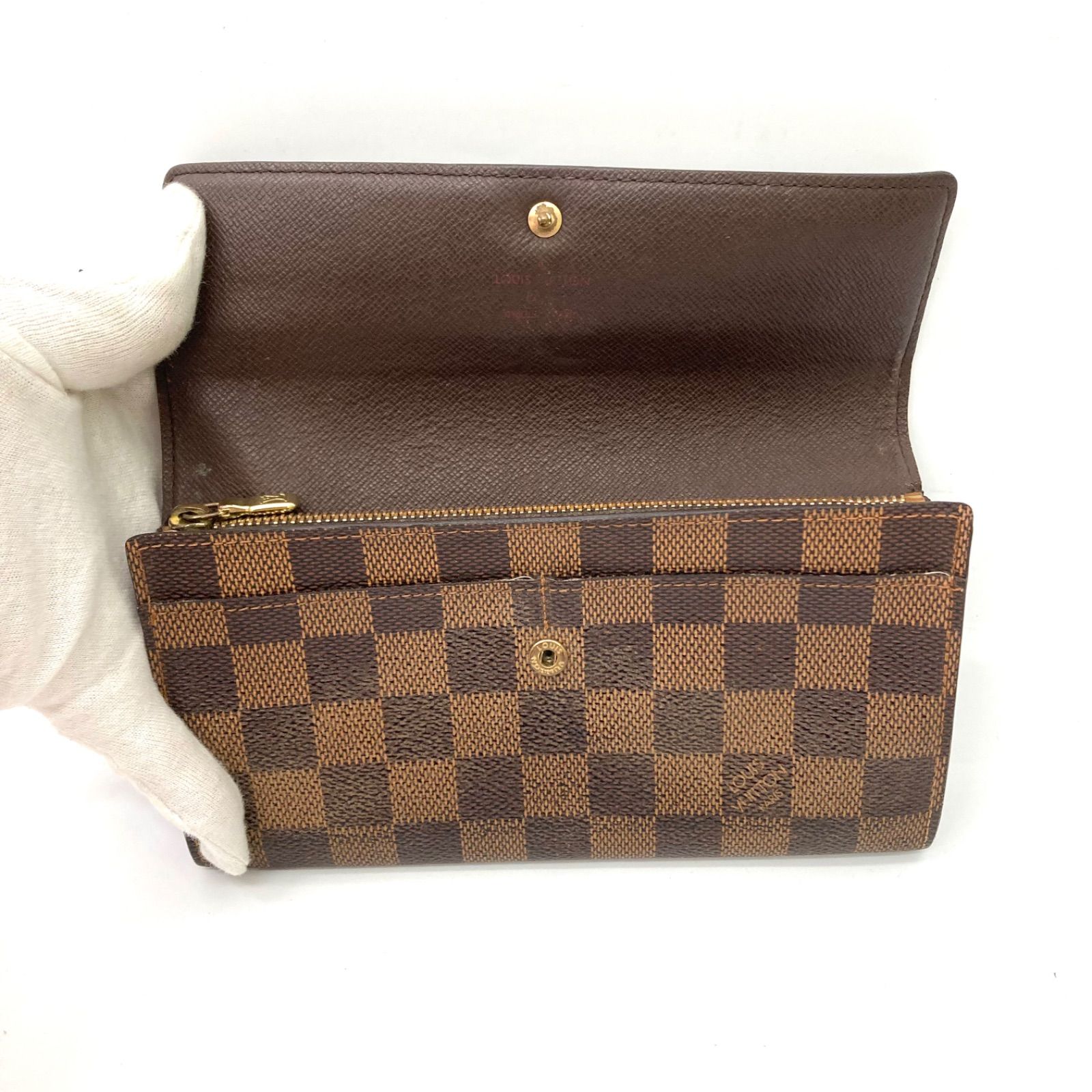 LOUIS VUITTON】ルイヴィトン ダミエ 長財布 ポルトフォイユサラ