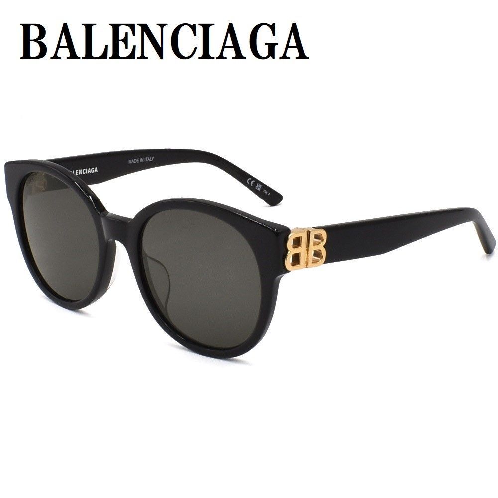 バレンシアガ BALENCIAGA BB0134SA 001 55mm サングラス アジアンフィット 眼鏡 UVカット 紫外線カット グレー ブラック