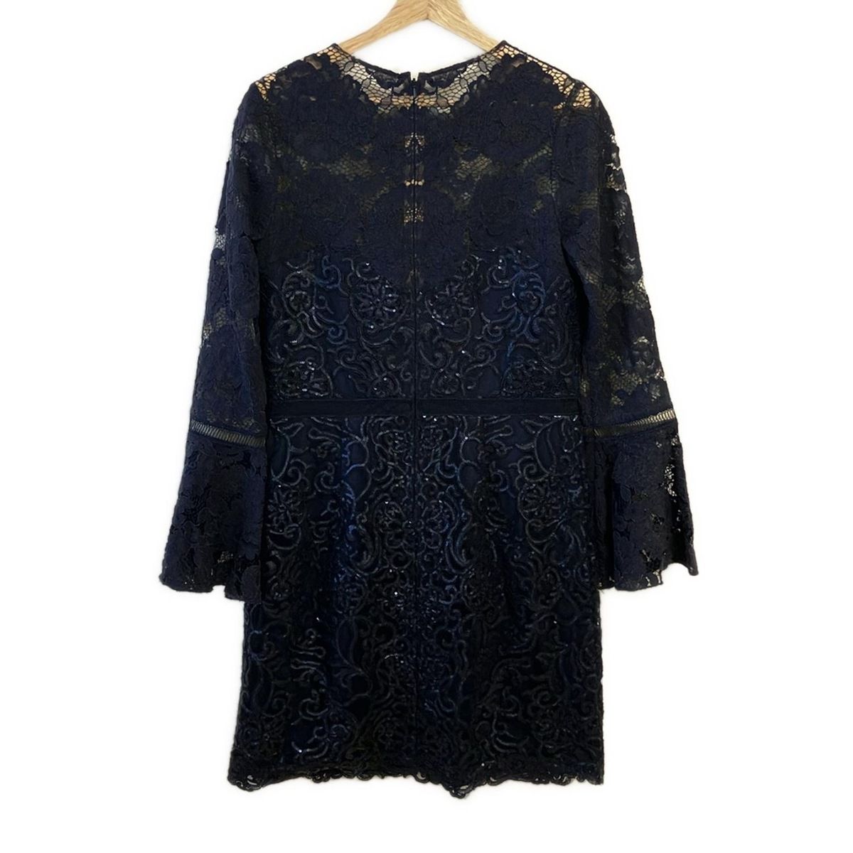 TADASHISHOJI タダシショージ クロスデザイン ワンピース 良好 大きいサイズ:XL  ブラック  レディース  ロング ドレス ブラック メッシュ ロングドレス｜TADASHI SHOJI（タダシ