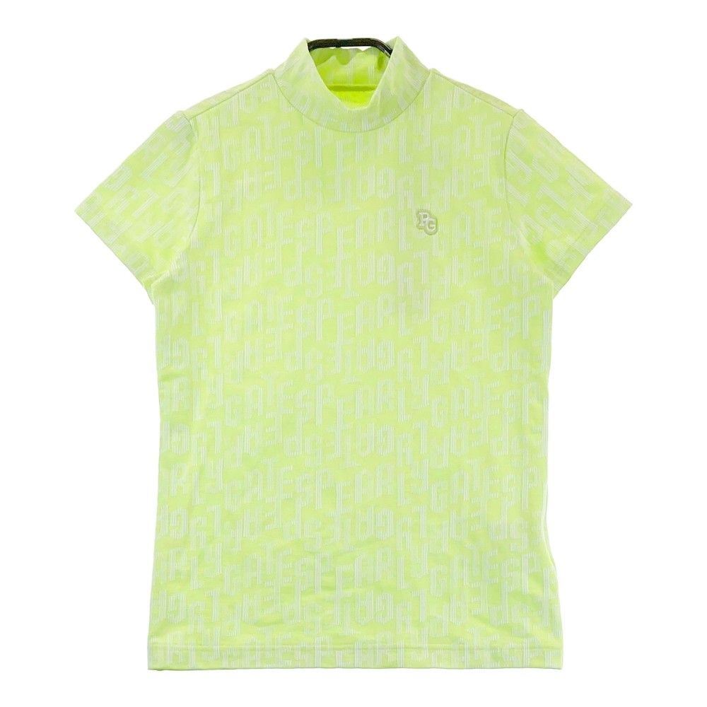 サイズ 0 PEARLY GATES パーリーゲイツ 2025年モデル ハイネック 半袖Tシャツ 総柄 グリーン系 240101254314 ゴルフウェア レディース ストスト