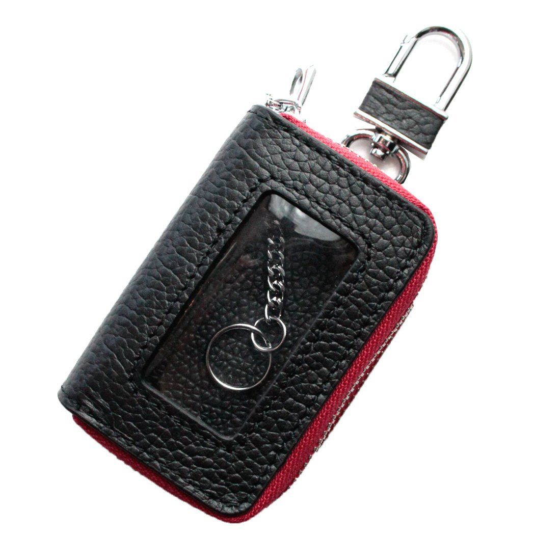 【数量限定】ASK-2CMW016 ブラック×レッド 両面クリア窓付きダブルファスナータイプ スマートキーケース 【AWESOME/オーサム】