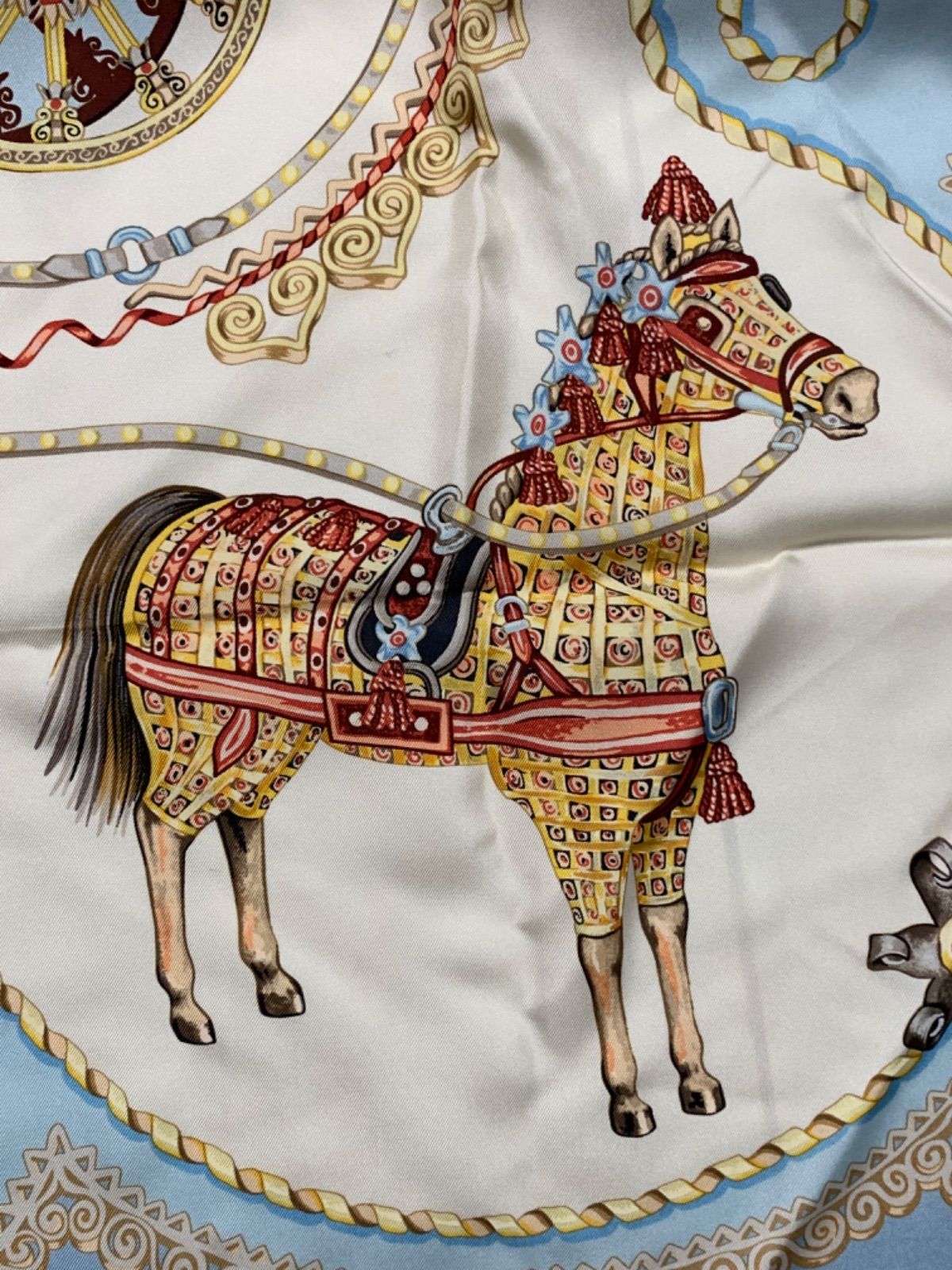 希少】HERMES エルメス スカーフ カレ90 PAPEROLES 馬車貴族