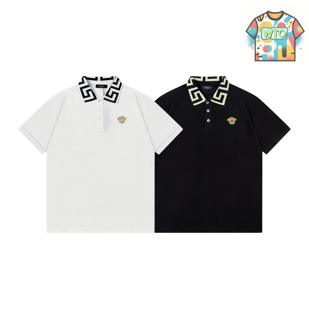 VERSACE ポロシャツ 白 今日特価】Versace 2025 New ユニセックス ロゴ刺繍 レジャー