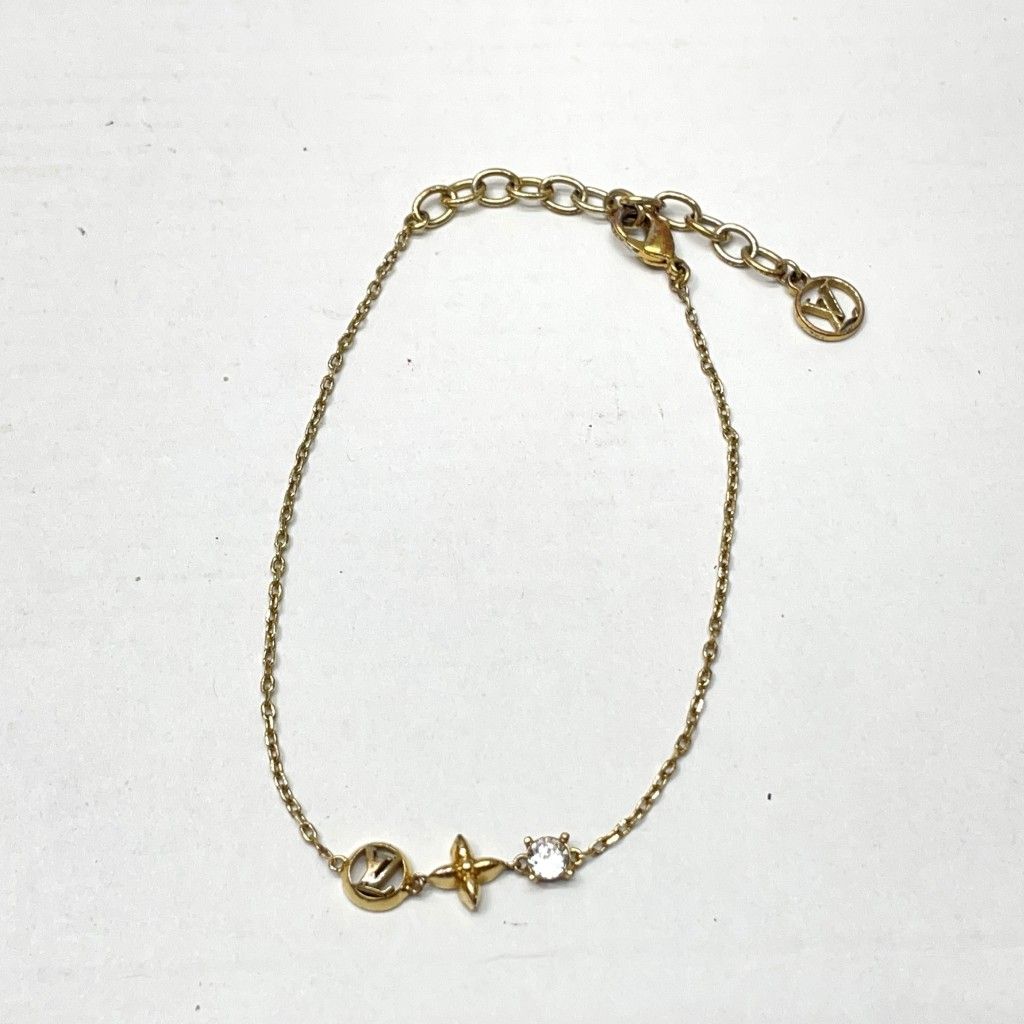 01w-4165 ルイ ヴィトン LOUIS VUITTON ブレスレット プティ ルイ ストラス モノグラム フラワー LVサークル ゴールド レディースアクセサリー 箱 保存袋あり ブレスレット M00374
