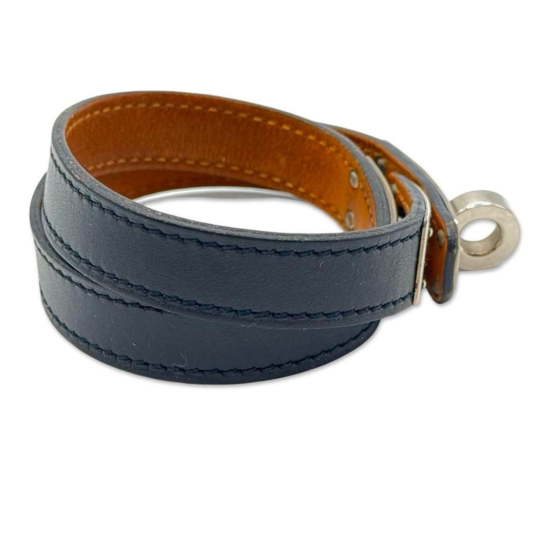 HERMES　ケリー ドゥブルトゥール レザー シルバー金具 ブレスレット HERMES エルメス レザー ブレスレット ケリー ドゥブルトゥール